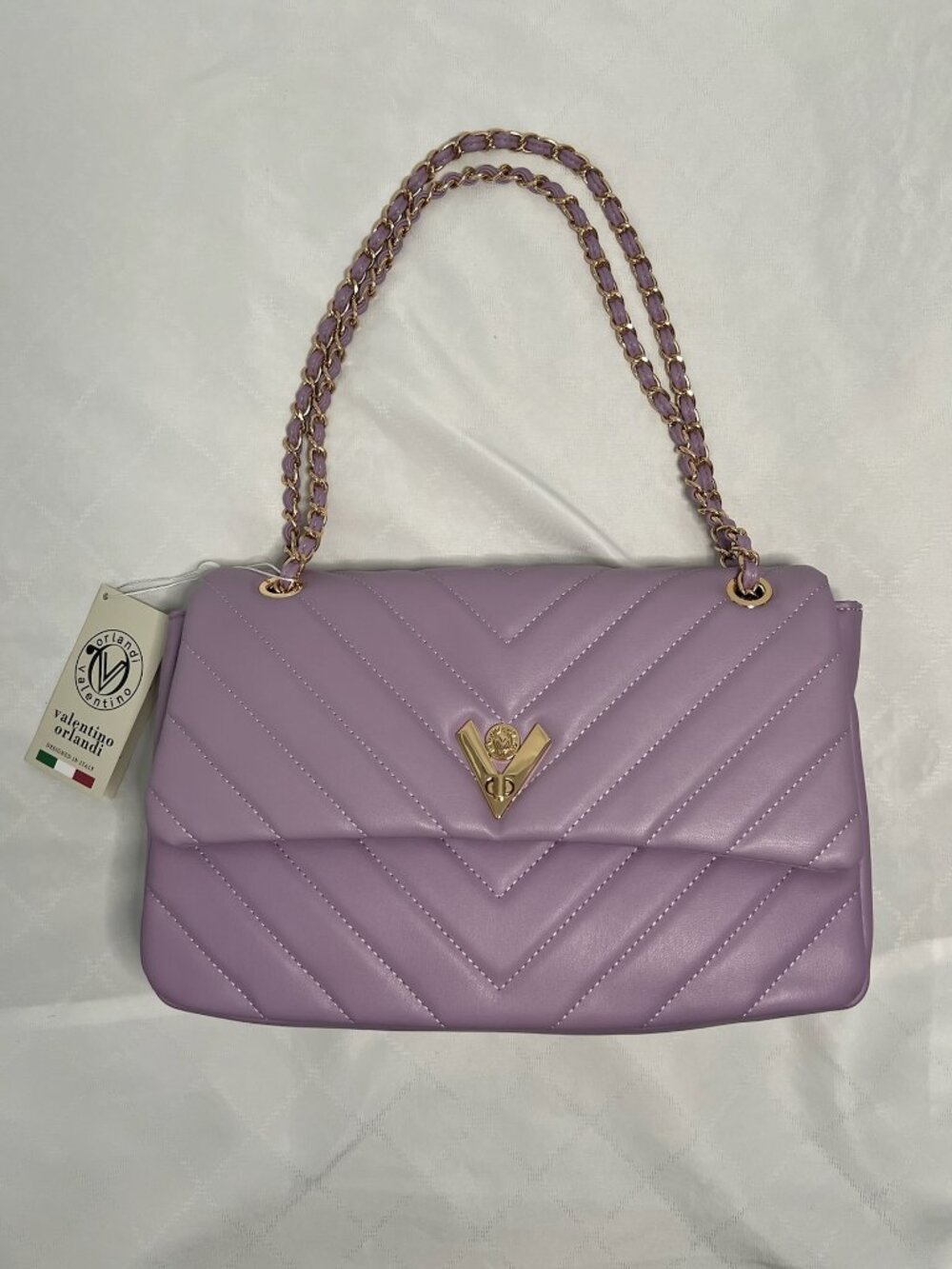 NWT Valentino Orlandi Lavender Quilted Shoulder Bag